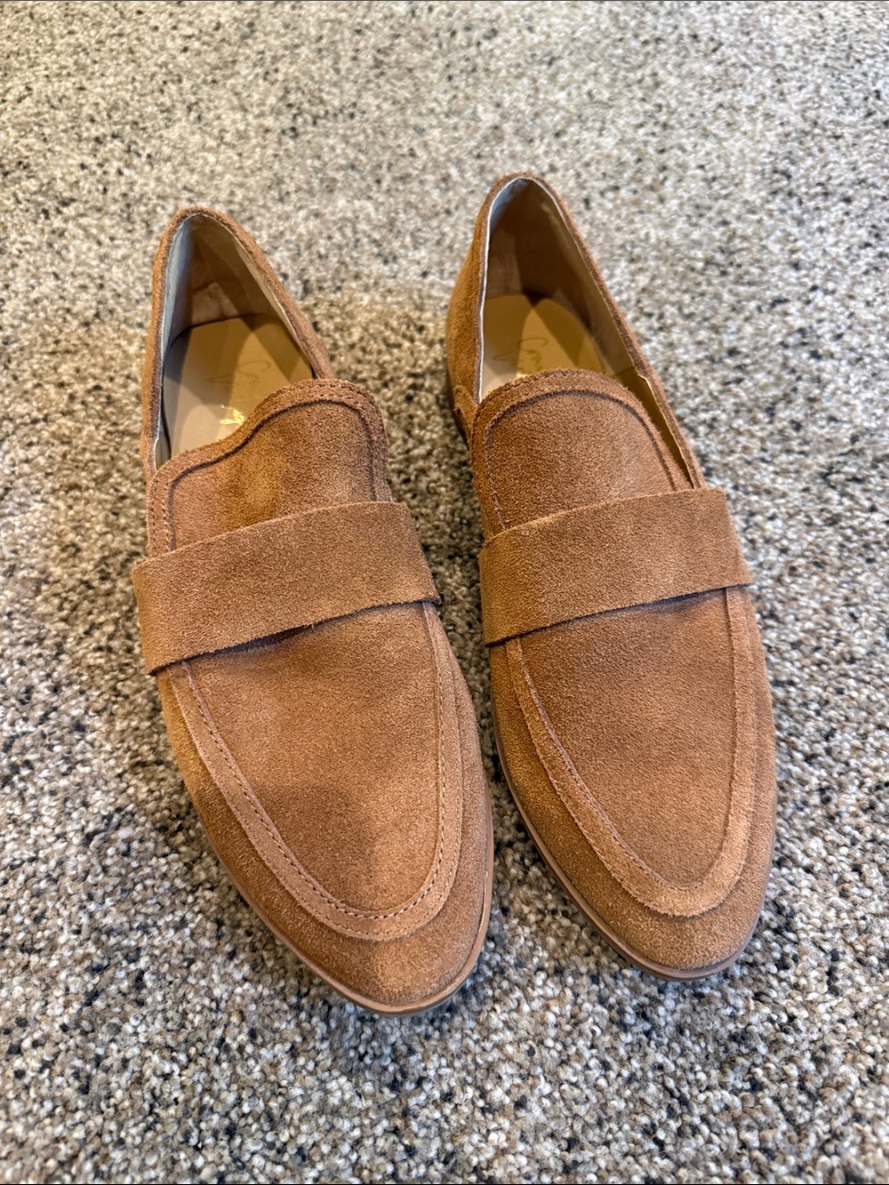 Crown Vintage Women's Suede Loafers in Cognac Brown